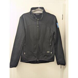 Wild South Black Scuba Zip-Up Jacket With American Express Patch Size 12